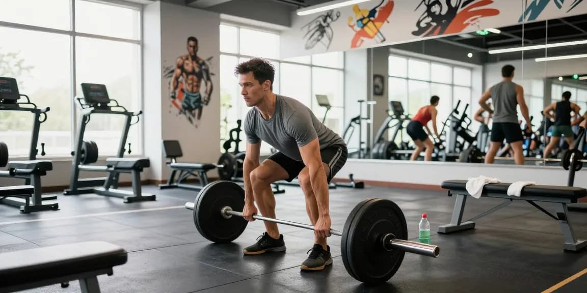 Prime Pharma Steroiden empowering athlete lifting weights in modern gym