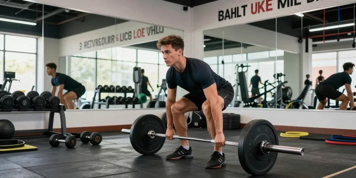 Prime Pharma Steroïden Winkel met atleet die deadlift uitvoert in moderne sportschool met natuurlijk licht.