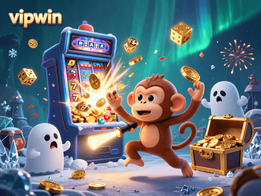 Experience the thrill of vipwin with captivating slots and exciting gaming elements in this vibrant 3D illustration.