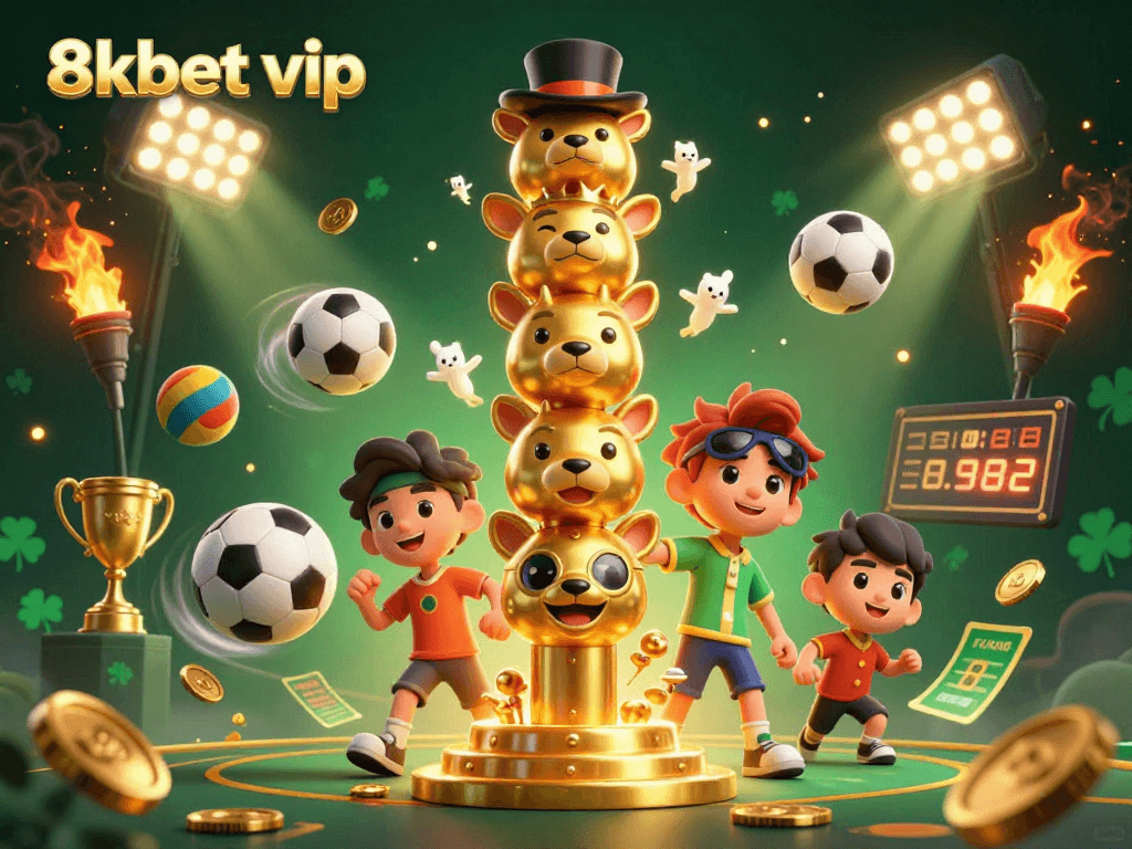 Engage with the thrilling scene of 8kbet vip featuring vibrant sports elements and a dynamic casino atmosphere.