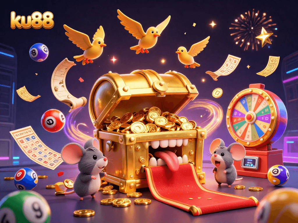 Engage with ku88's vibrant lottery adventure featuring colorful balls and dynamic gaming elements.