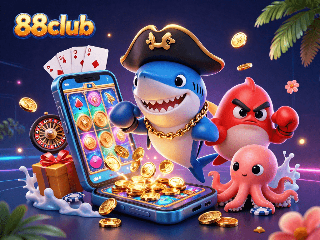 Experience exhilarating gameplay at 88club with thrilling casino elements and vibrant characters.
