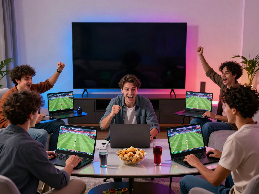 Exciting gaming scene at https://net88.broker/ with friends betting on sports.