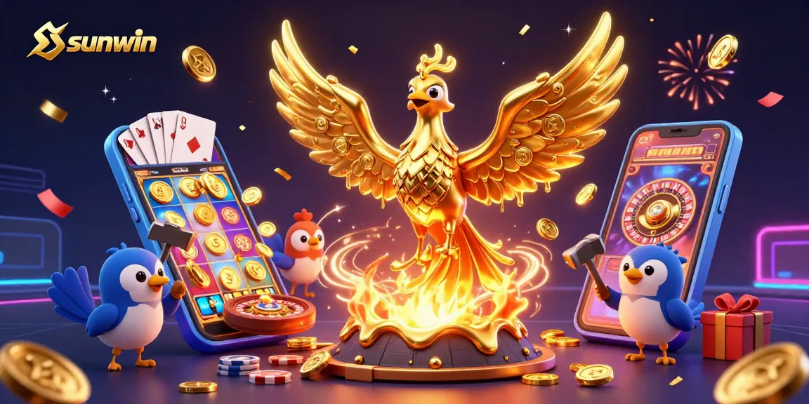 Experience thrilling wins with the sunwin phoenix and dynamic casino elements in a vibrant scene.
