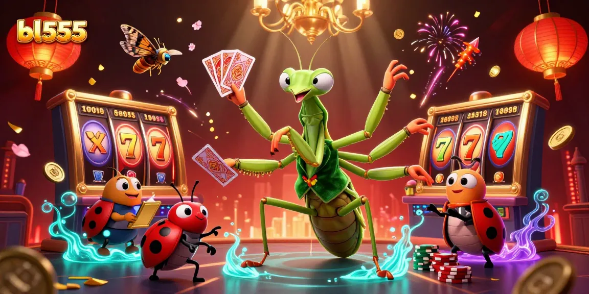 Experience the thrilling excitement of bl555 as a giant mantis card sharp dazzles with casino elements and vibrant visuals.