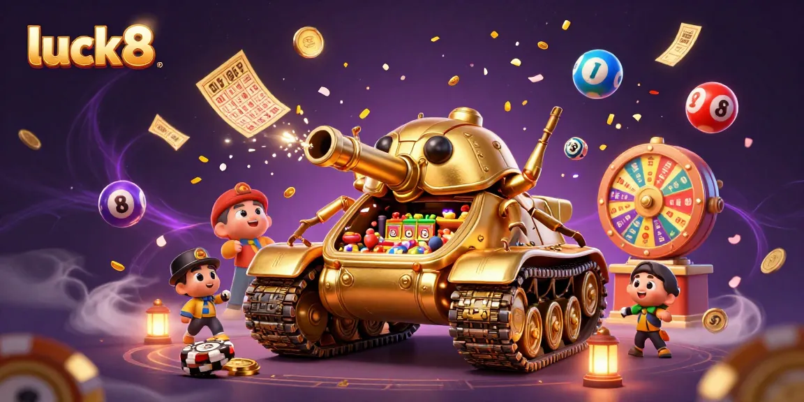 Experience thrilling games with luck8 in this captivating casino scene featuring dynamic lottery elements.