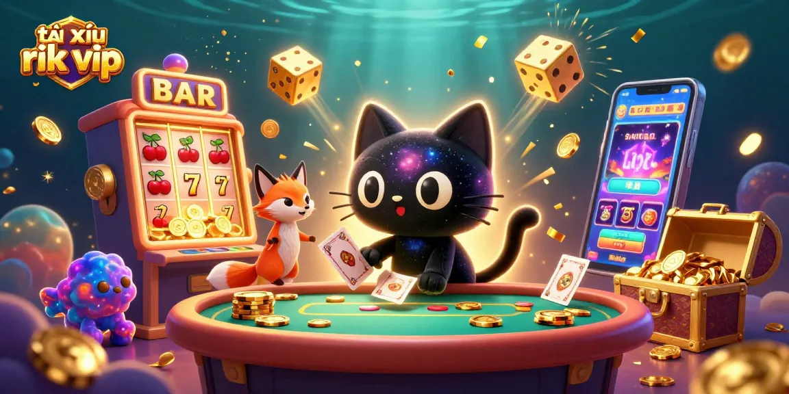Experience the excitement of tài xỉu rik vip with a vibrant cosmic casino theme, featuring dynamic characters and gaming action.