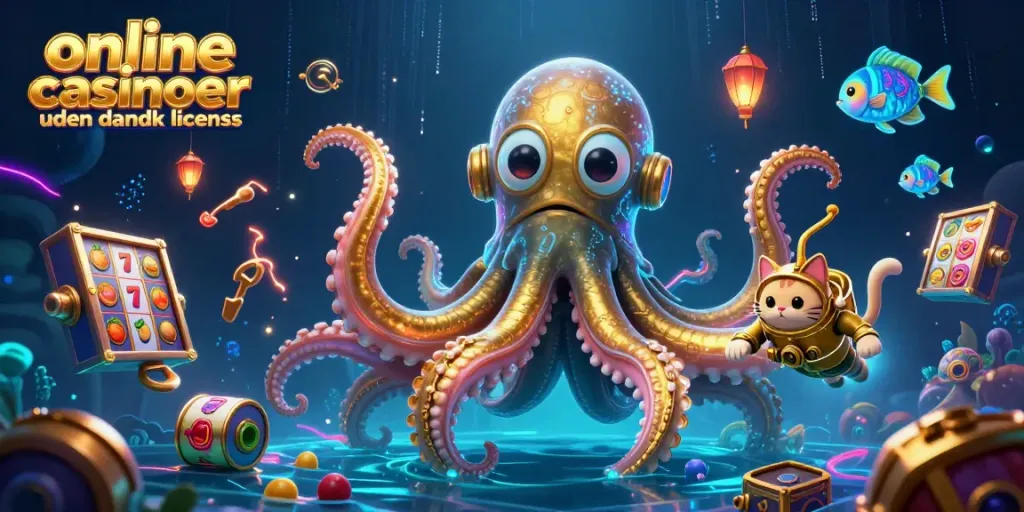 Engage with online casinoer uden dansk licens through a captivating 3D illustration of games and fun.