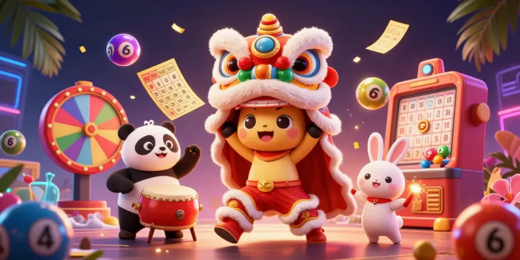 Experience the excitement of vip66 with a vibrant 3D illustration of a festive casino scene featuring lively characters and gaming elements.