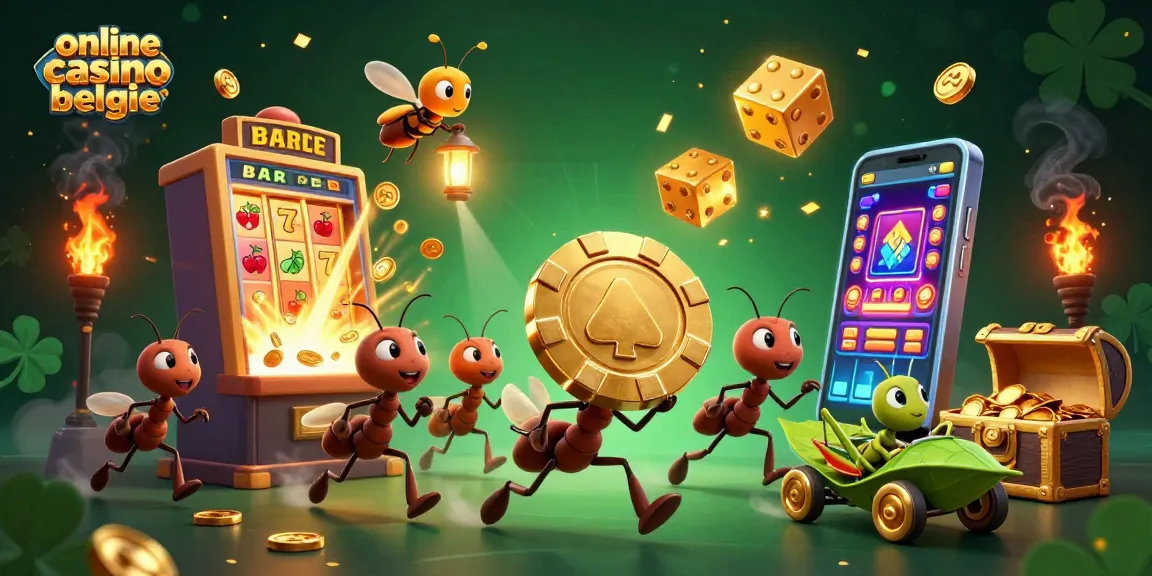 Engage with the vibrant scene of online casino belgie featuring cartoon ants on an adventurous heist.