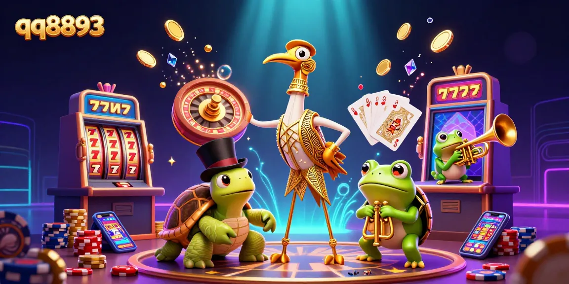 Engage in thrilling casino action at qq8893 with vibrant game elements, entertaining characters, and dynamic visuals.