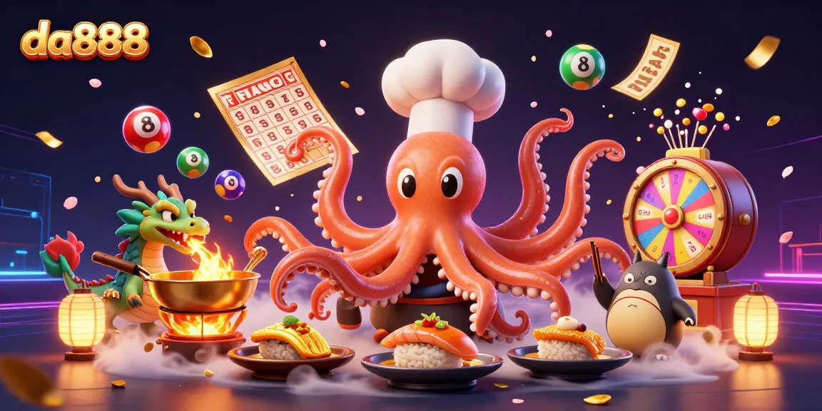 Experience thrilling gaming at da888 with vibrant lottery balls and playful characters.