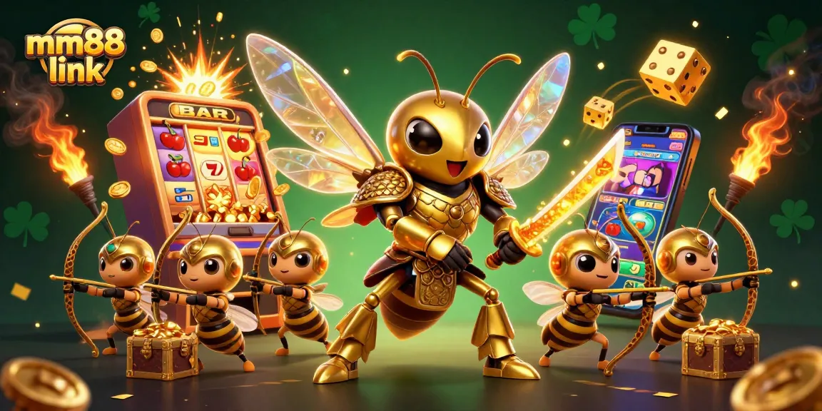 Engage with thrilling mm88 link gaming action featuring a golden hornet character and dynamic casino elements.