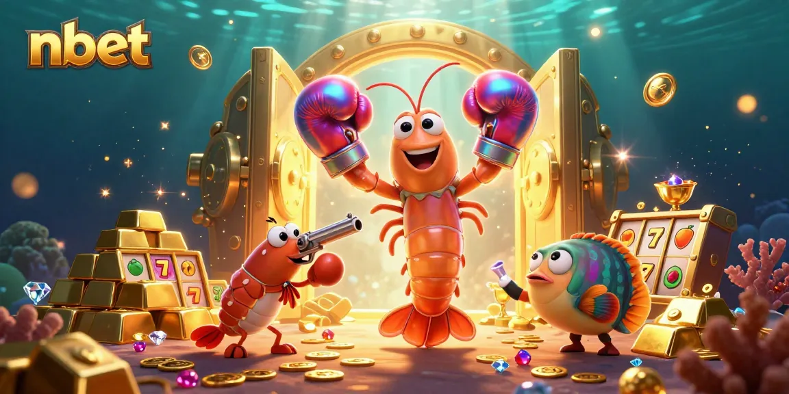 Engage with nbet's dynamic gaming scene showcasing vibrant characters, slots, and treasure elements.