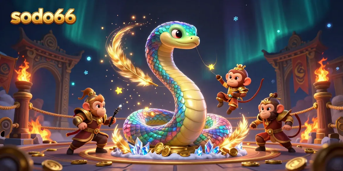 Experience the excitement at sodo66 with playful monkey king and shimmering rewards in a vibrant gaming scene.