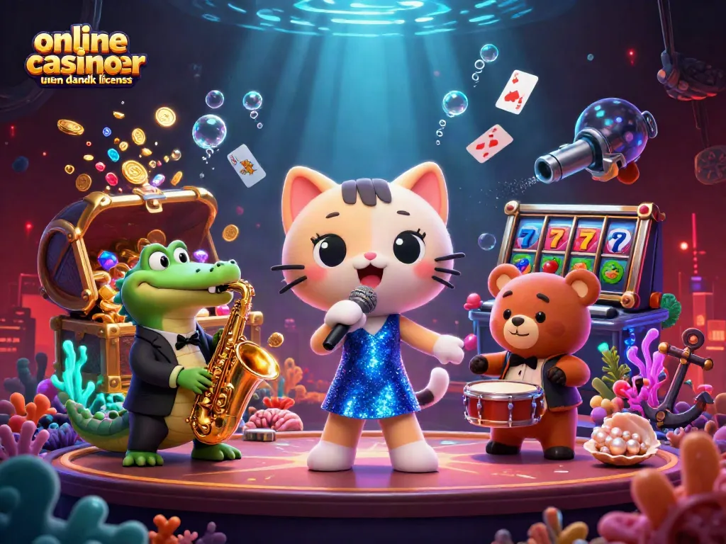 Engage with exciting games at online casinoer uden dansk licens featuring jazz-singer cat, saxophone croc, and drum bear.