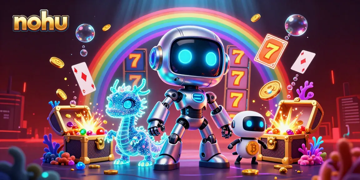 Nohu mascot showcases exciting 3D slot game features amidst vibrant underwater treasures
