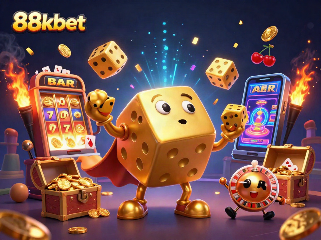 88kbet showcases thrilling casino action with vibrant 3D characters and elements for gamers.
