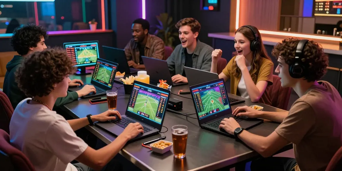 LUCK8 online sports betting scene with friends engaging in live betting excitement