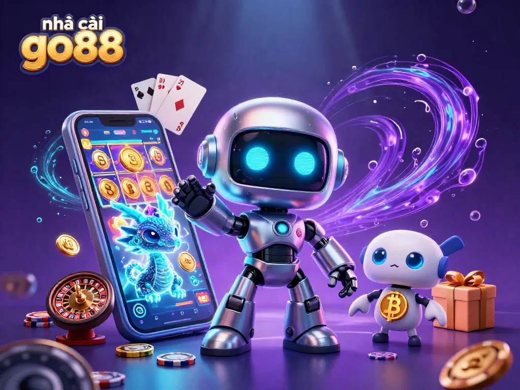 Play and win at nhà cái go88 with a vibrant casino-themed 3D illustration showcasing exciting gaming elements.