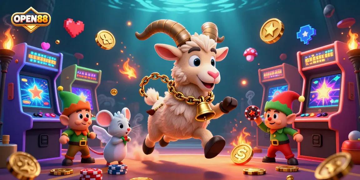 Engage in thrilling gameplay at OPEN88, featuring cartoon characters in a dynamic casino scene.
