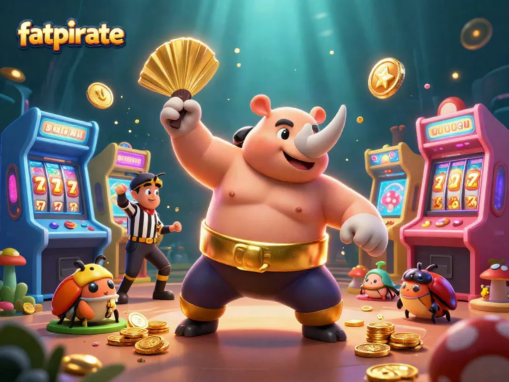 Experience exciting gameplay with fatpirate in a vibrant 3D casino-themed illustration filled with action.