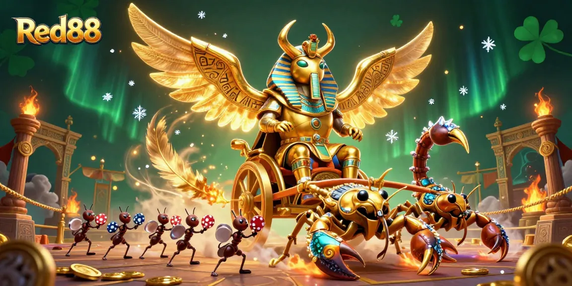 Win exciting rewards at Red88 with a dynamic 3D casino scene featuring unique characters and betting elements.