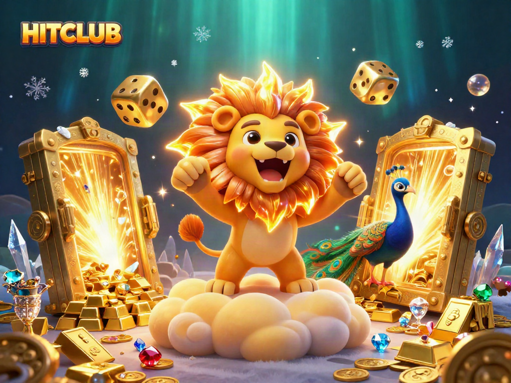 Join the HITCLUB as the sun lion, flaunting cosmic treasures in a vibrant casino universe.