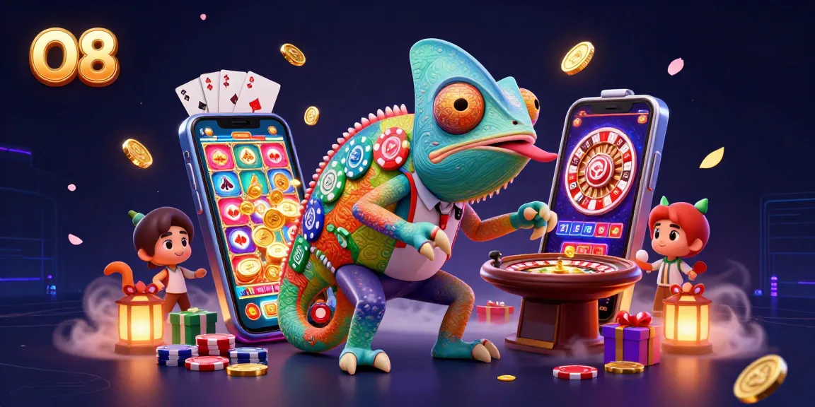 Engage with O8's vibrant casino world, featuring dynamic gaming characters and exciting elements.