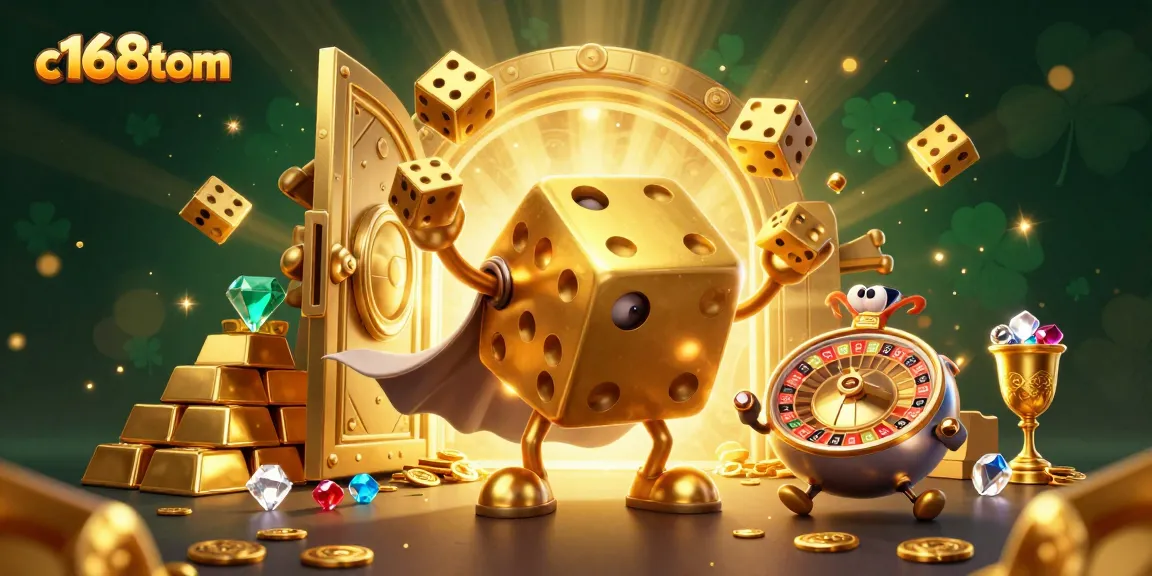 Engage in winning strategies at c168tom with vibrant golden dice and thrilling casino elements