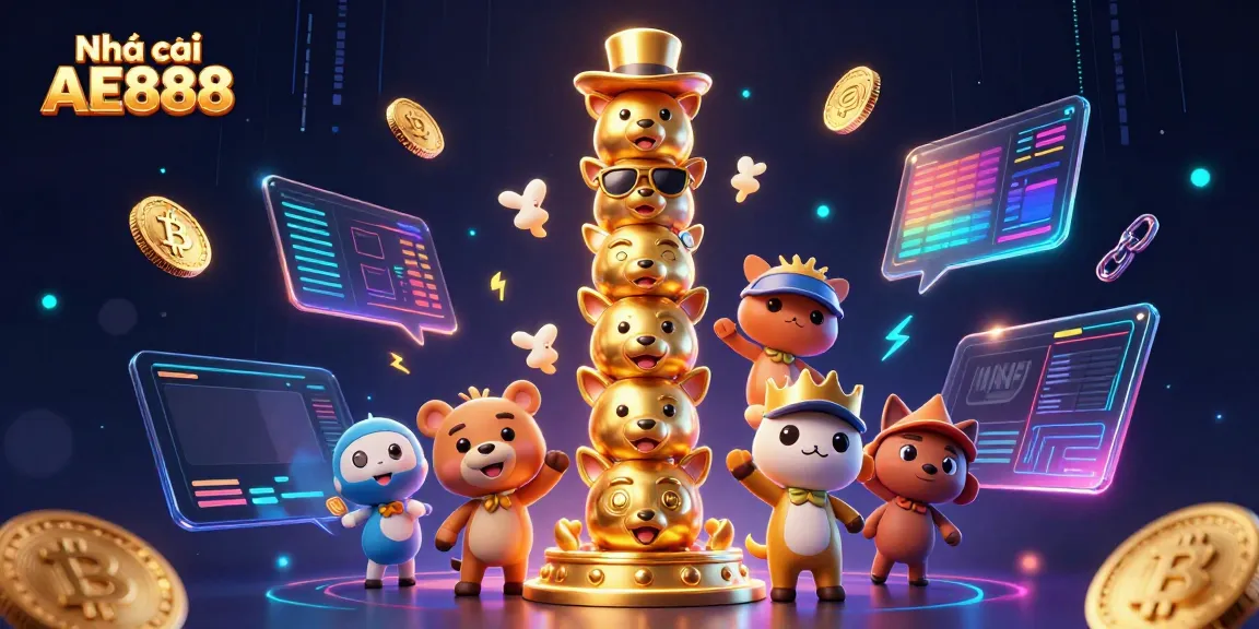 Experience thrilling opportunities at Nhà cái AE888 with vibrant casino elements and crypto currency.