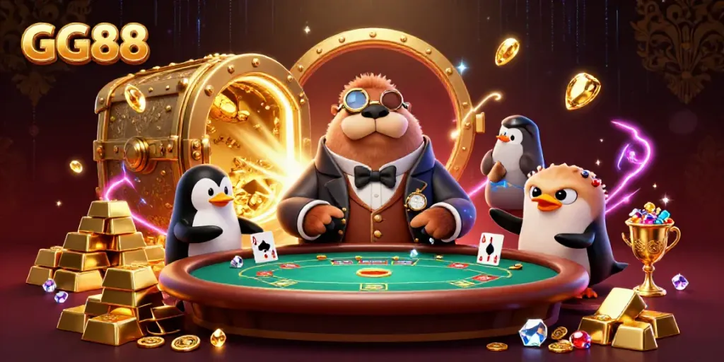 Experience the excitement of GG88 at the underwater poker table with unique characters and treasures.