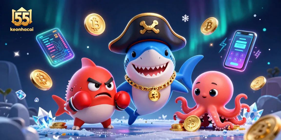 Engage in exciting betting experiences with keonhacai 55 in this vibrant 3D illustration featuring playful sea characters.