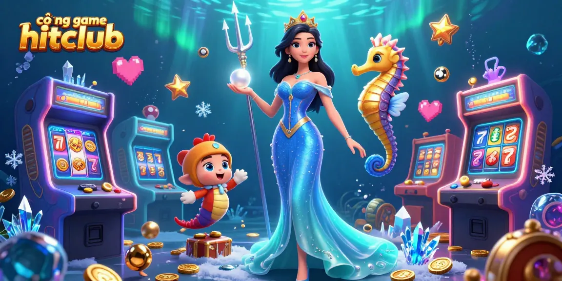Experience the excitement of cổng game hitclub with vibrant casino elements in a dazzling underwater scene.