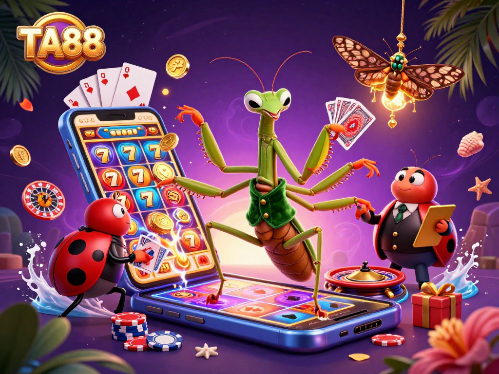 TA88 captures the excitement of a vibrant casino scene with animated characters and dynamic game elements.