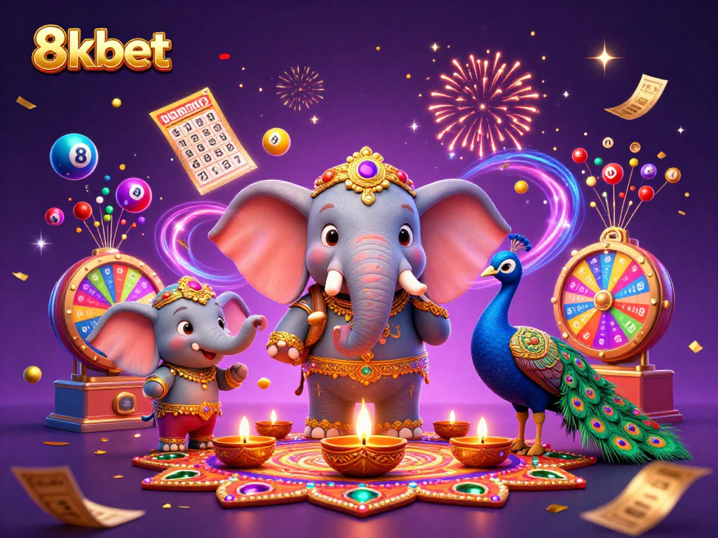 Engage with vibrant winning moments at 8kbet through colorful lottery action and festive elements.