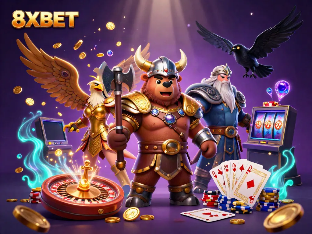 8XBET offers thrilling casino experiences with a Viking berserker and Valkyrie, showcasing winning strategies.