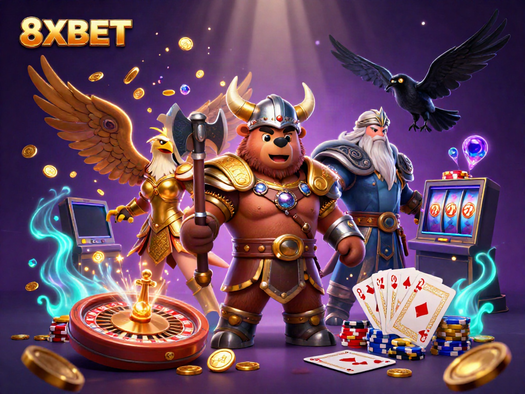 8XBET offers thrilling casino experiences with a Viking berserker and Valkyrie, showcasing winning strategies.