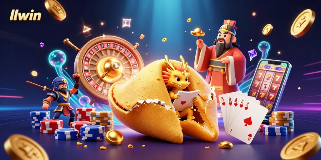 Capture winning moments with llwin's dynamic casino scene featuring golden fortune and gaming treasures.