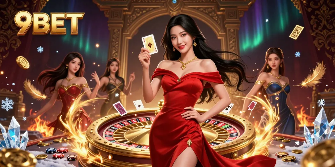 9BET players enjoy casino excitement with stunning visuals of roulette and cards.