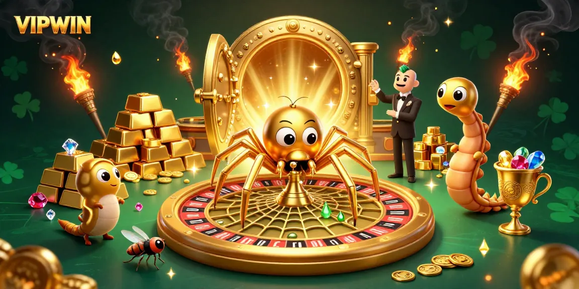 Bet with VIPWIN while enjoying high-stakes roulette fun in a vibrant 3D casino scene.
