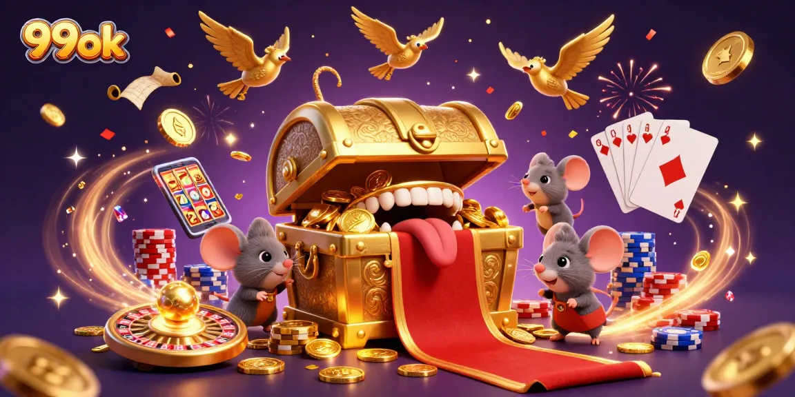 Experience thrilling wins at 99ok with a dynamic casino scene filled with treasures and excitement.