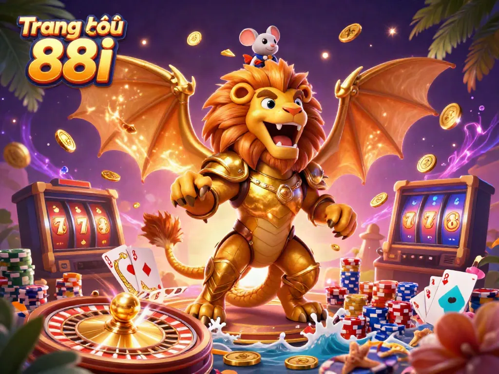 Engage in thrilling online gaming at Trang chủ 88i with dynamic casino elements and a vibrant 3D scene.