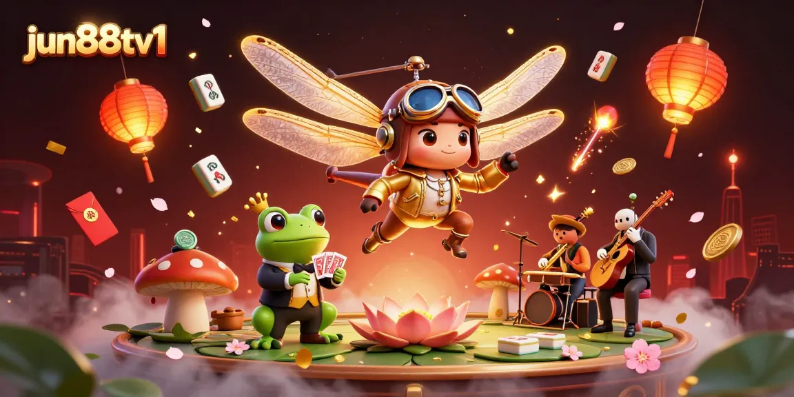Experience the excitement of jun88tv1's immersive casino scene featuring a dragonfly pilot and frog dealer alongside dynamic game elements.