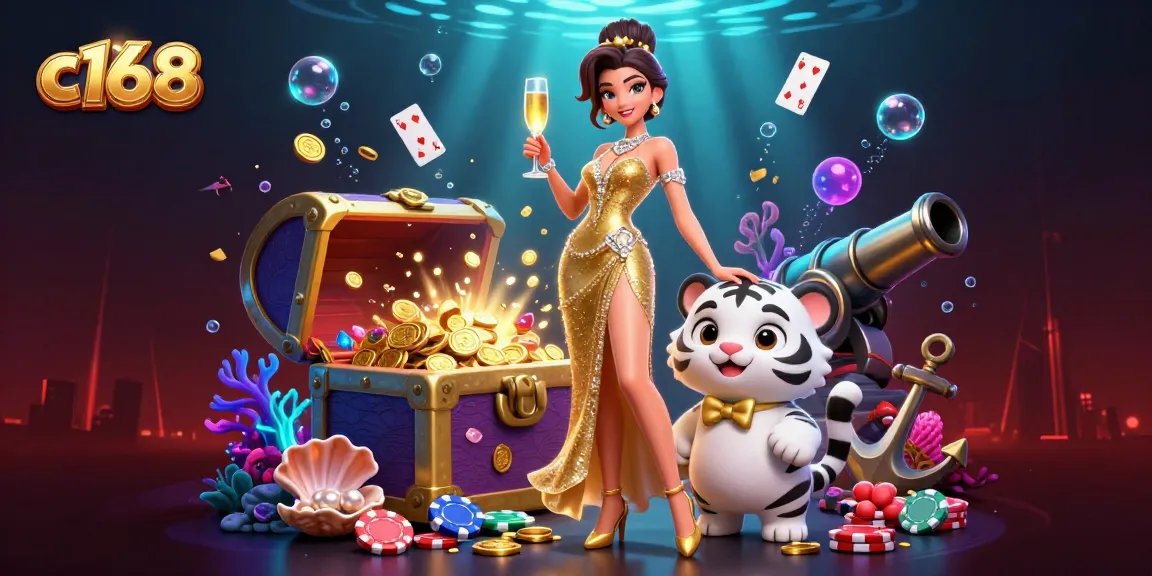 Experience c168 excitement with glamorous characters in a rich casino-themed underwater world.