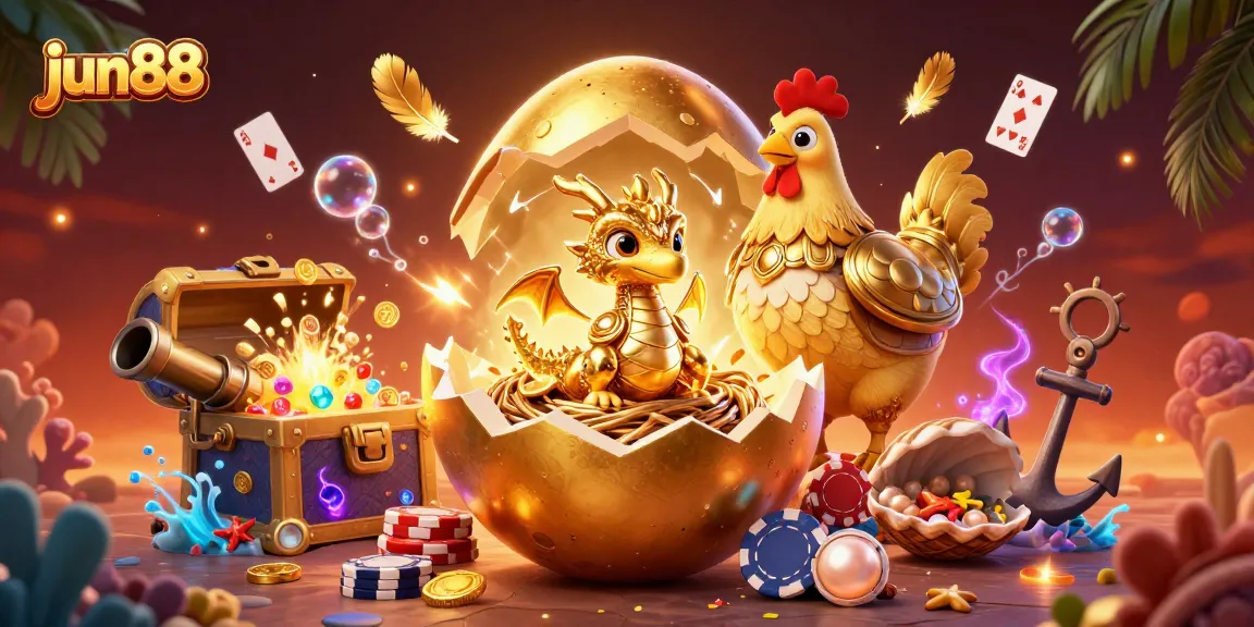 Experience the thrilling gameplay at jun88 with the golden dragon emerging from poker chips amidst vibrant casino elements.