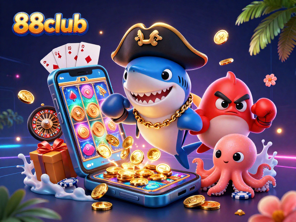 Experience exhilarating gameplay at 88club with thrilling casino elements and vibrant characters.