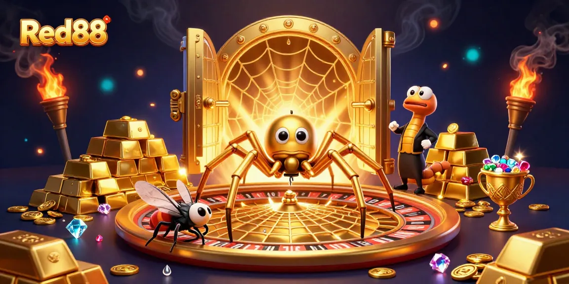 Watch the thrilling bets unfold at Red88 with a golden web roulette and a centipede croupier.