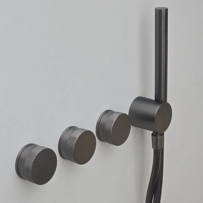 Doucheset gun metal bij Sanitear: Mood60 gunmetal doucheset met regendouche