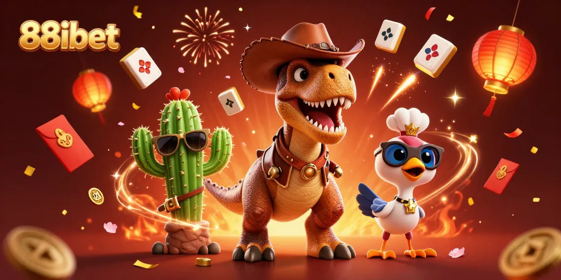 Experience the vibrancy of 88ibet through dynamic illustrations featuring iconic casino motifs.